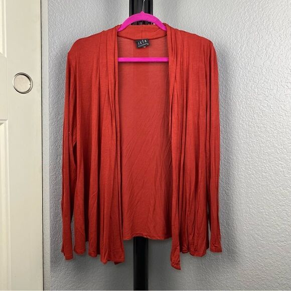 JKLA California Sweaters - JKLA California - burnt orange open cardigan.